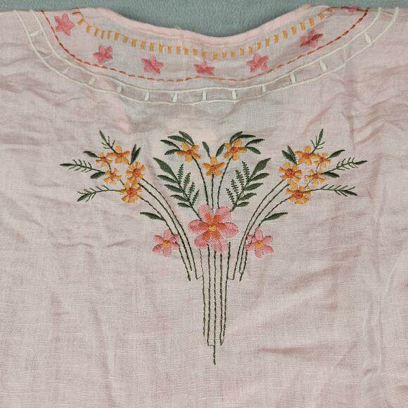 Spartina 449 Beach Cover-Up Women's OS Alljoy Pineapple Embroidered Linen Blend - Picture 10 of 11